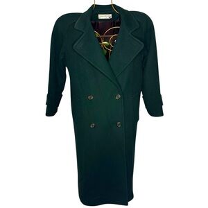 Vintage Jones New York 100% Pure Wool Double Breasted Full Length Coat - Green